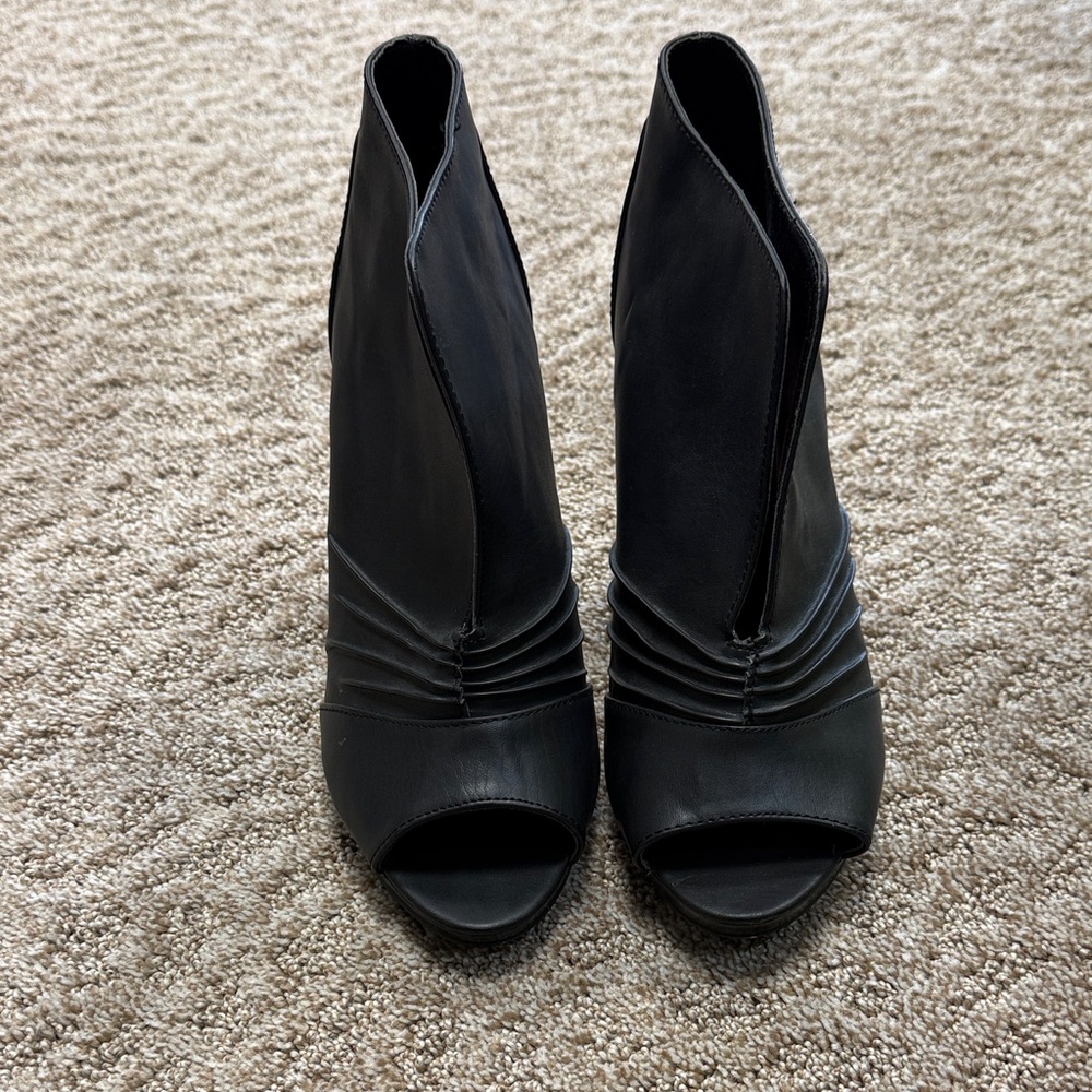 Maurices Black Peep-Toe Heeled Boots